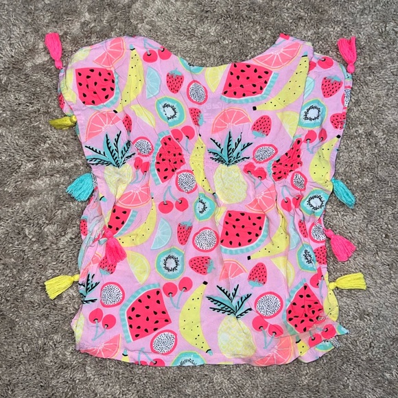 3/$25 🍄 Cat & Jack Baby Girls Fruit Print Cover Up Dress w/Tassels Size 12 Month - Picture 4 of 7